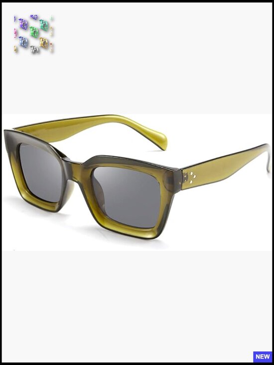 Classic Square Sunglasses Chunky Frame UV400 Protection Vintage Style Shades main image 5